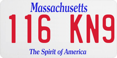 MA license plate 116KN9