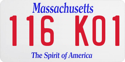 MA license plate 116KO1
