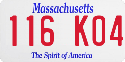 MA license plate 116KO4