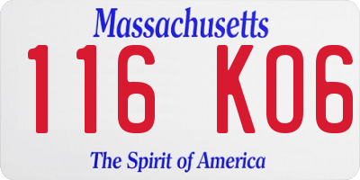 MA license plate 116KO6