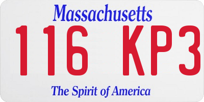 MA license plate 116KP3