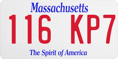 MA license plate 116KP7