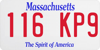 MA license plate 116KP9