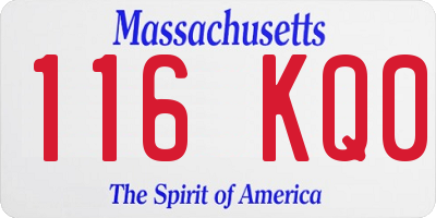 MA license plate 116KQ0
