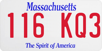 MA license plate 116KQ3