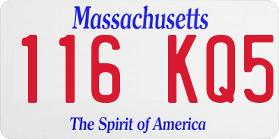MA license plate 116KQ5