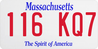 MA license plate 116KQ7