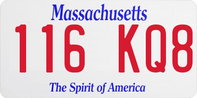 MA license plate 116KQ8