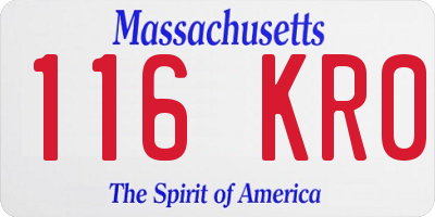 MA license plate 116KR0