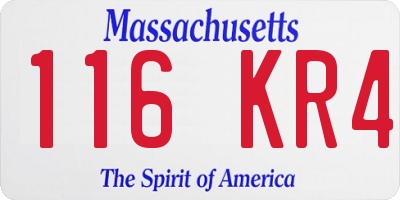 MA license plate 116KR4
