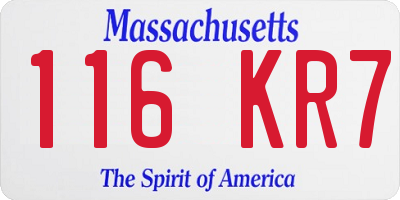 MA license plate 116KR7