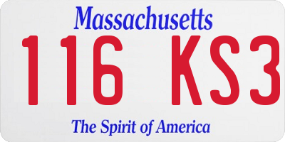 MA license plate 116KS3