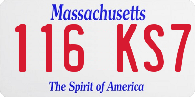 MA license plate 116KS7