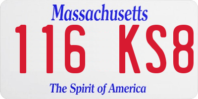MA license plate 116KS8