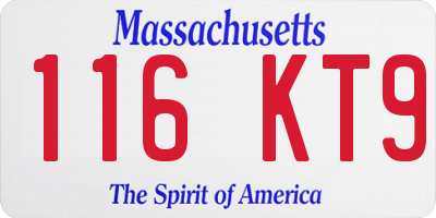 MA license plate 116KT9