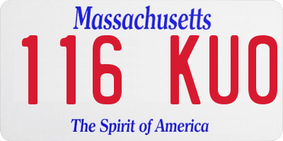MA license plate 116KU0