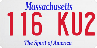 MA license plate 116KU2