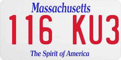 MA license plate 116KU3