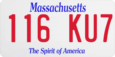 MA license plate 116KU7
