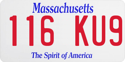 MA license plate 116KU9