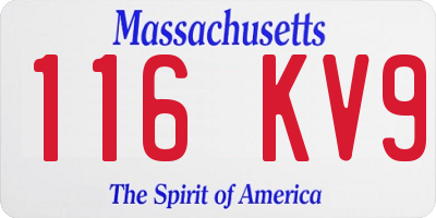 MA license plate 116KV9