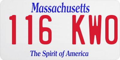 MA license plate 116KW0