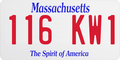MA license plate 116KW1