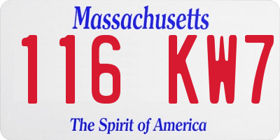 MA license plate 116KW7
