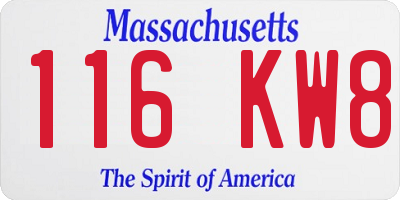 MA license plate 116KW8
