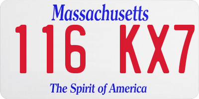MA license plate 116KX7