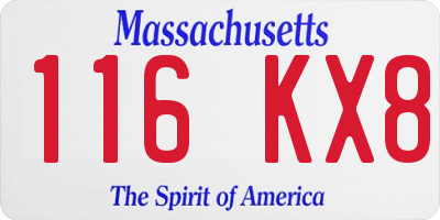 MA license plate 116KX8