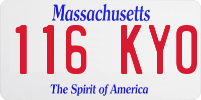 MA license plate 116KY0