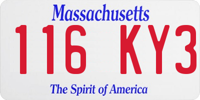 MA license plate 116KY3