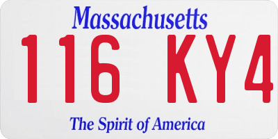 MA license plate 116KY4