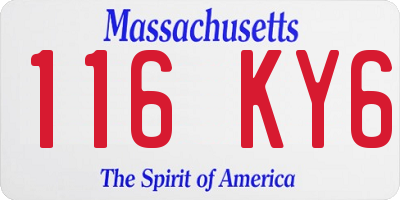 MA license plate 116KY6