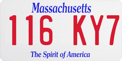 MA license plate 116KY7