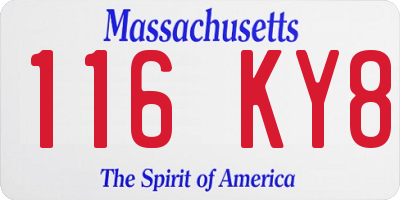 MA license plate 116KY8