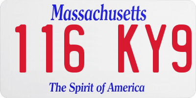 MA license plate 116KY9