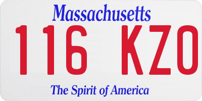 MA license plate 116KZ0