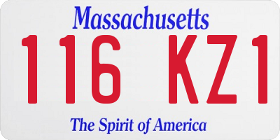 MA license plate 116KZ1