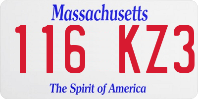 MA license plate 116KZ3