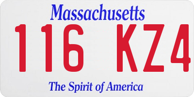 MA license plate 116KZ4