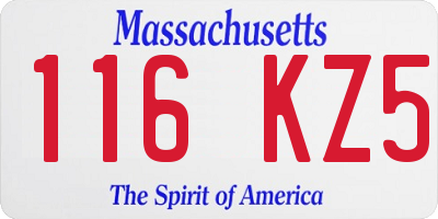 MA license plate 116KZ5
