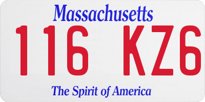 MA license plate 116KZ6