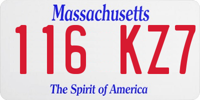 MA license plate 116KZ7