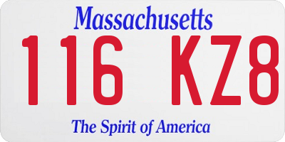 MA license plate 116KZ8