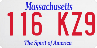 MA license plate 116KZ9