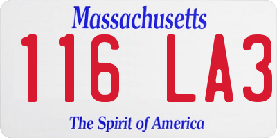 MA license plate 116LA3