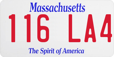 MA license plate 116LA4