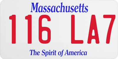 MA license plate 116LA7